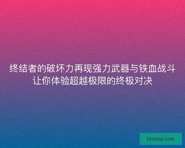 终结者的破坏力再现强力武器与铁血战斗让你体验超越极限的终极对决
