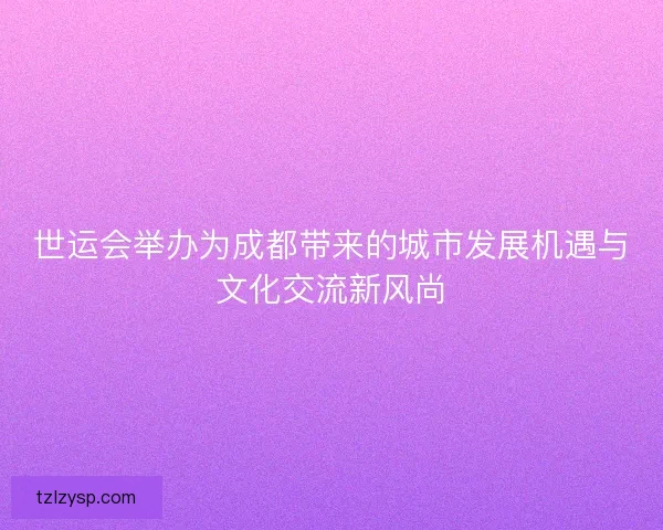 世运会举办为成都带来的城市发展机遇与文化交流新风尚