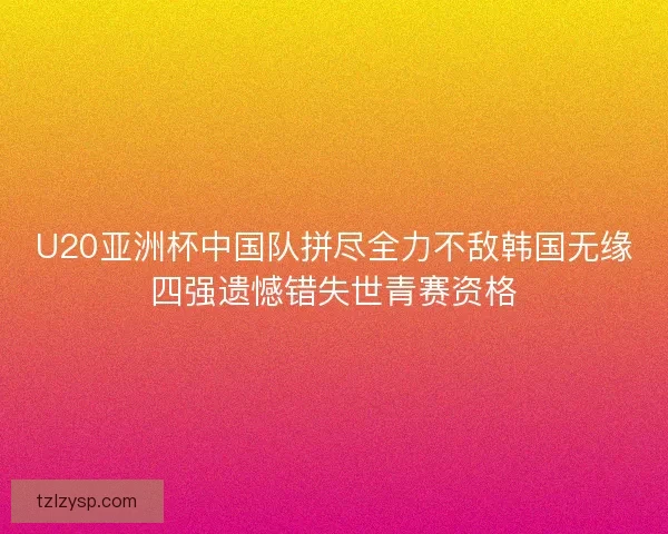 U20亚洲杯中国队拼尽全力不敌韩国无缘四强遗憾错失世青赛资格